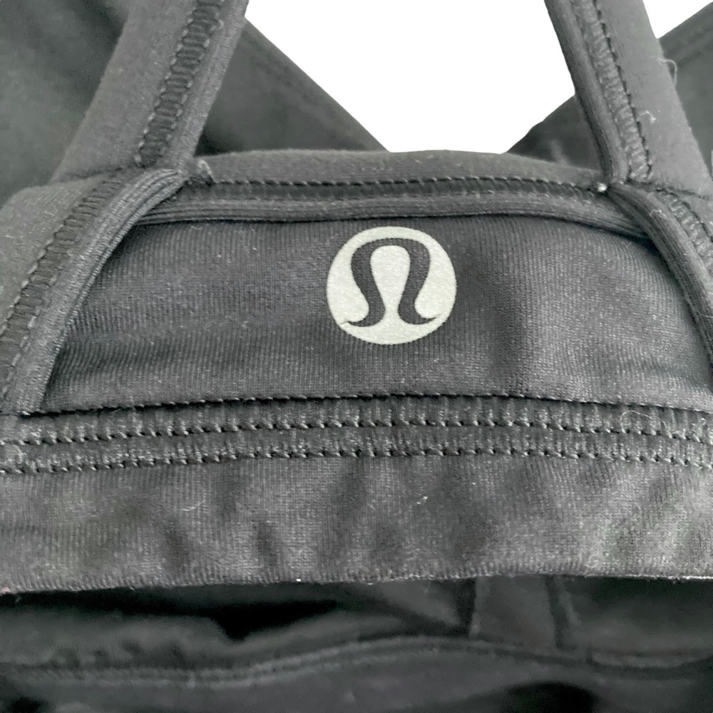Lululemon C.Y.B. Built in Sports Bra Drape Neck Open Racer Black CYB Tank Top - Picture 6 of 14